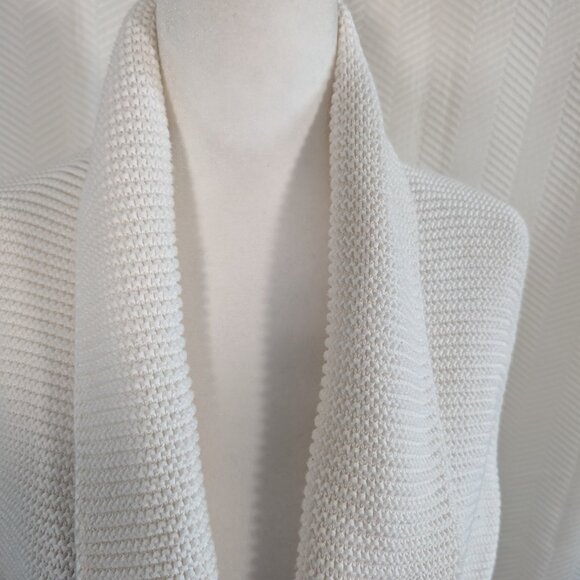 GAP for good Knit Textured Shawl-Collar Cardigan Vest White Cotton Large Cozy - Picture 4 of 11